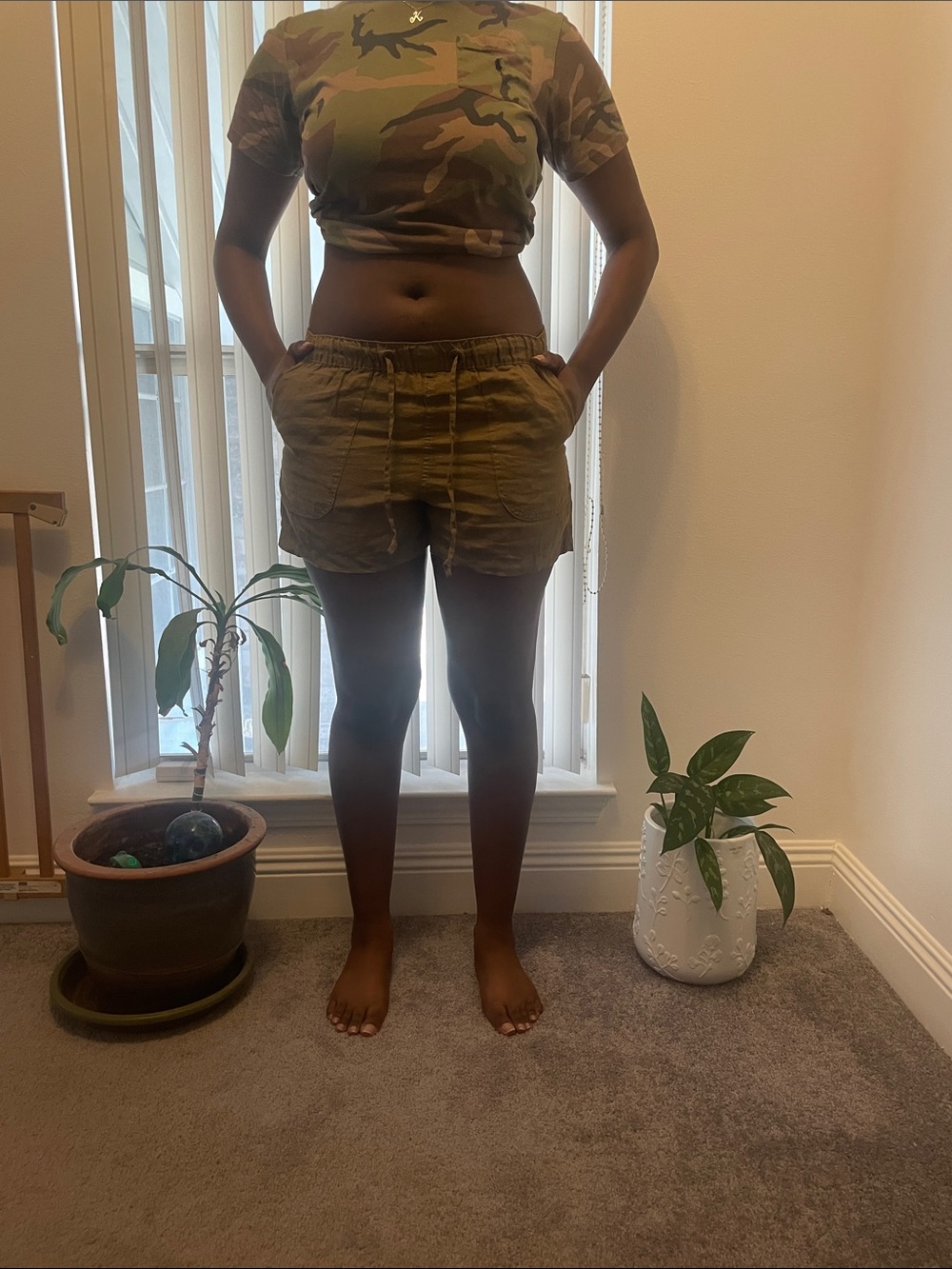 C&C California Olive Green Drawstring Athletic Shorts